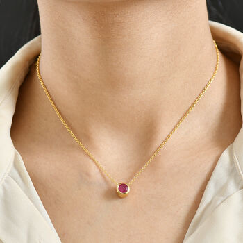 D'Joy afrikanischer Rubin Anh&auml;nger mit 50cm Edelstahl-Kette,  925 Silber in Goldton  - 1,28 ct.