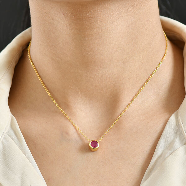 D'Joy afrikanischer Rubin Anh&auml;nger mit 50cm Edelstahl-Kette,  925 Silber in Goldton  - 1,28 ct. image number 3