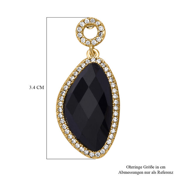 Schwarz gef&auml;rbter Achat, wei&szlig;e Zirkonia Ohrringe, ca. 13.00 ct image number 4