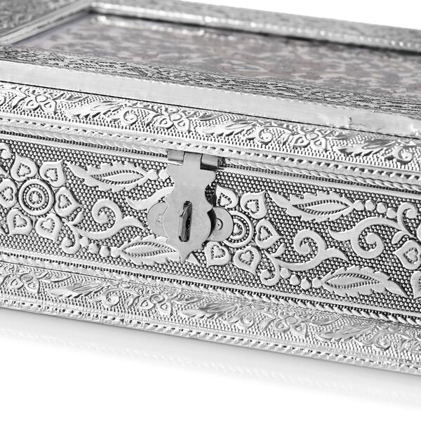 Handgefertigte, oxidierte Schmuckbox mit Edelsteinmalerei, Lebensbaum-Design,  20x15x6,36 cm image number 7