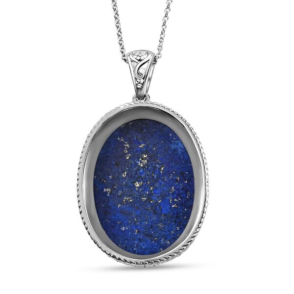 Lapislazuli Anh&auml;nger mit Kette, Edelstahl ca. 98.95 ct image number 5