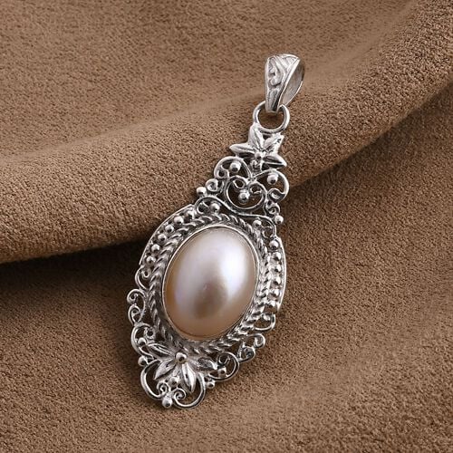 Royal Bali - Weiße Mabe Perle Anhänger 925 Silber Standard image number 1