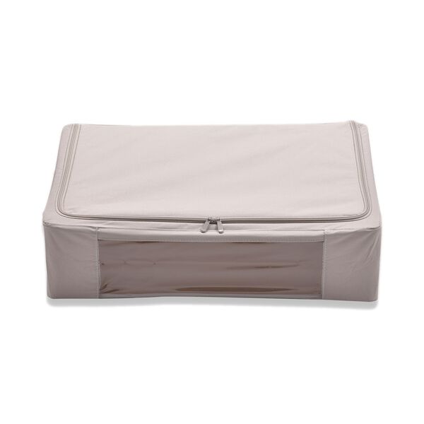 Faltbare Aufbewahrungsbox aus Stoff mit Metallrahmen und PVC Fenster, 60 x 40 x 16 cm, Beige image number 0