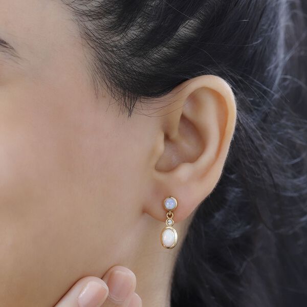 AA Natürlicher, äthiopischer Welo Opal Ohrringe 925 Silber 750 Gelbgold Vermeil ca. 1,41 ct. image number 3