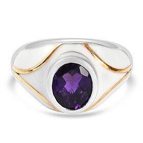 Lusaka Amethyst Solitär Ring 925 Silber Zweifarbige Beschichtung