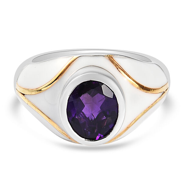 Lusaka Amethyst Solit&auml;r Ring 925 Silber Zweifarbige Beschichtung