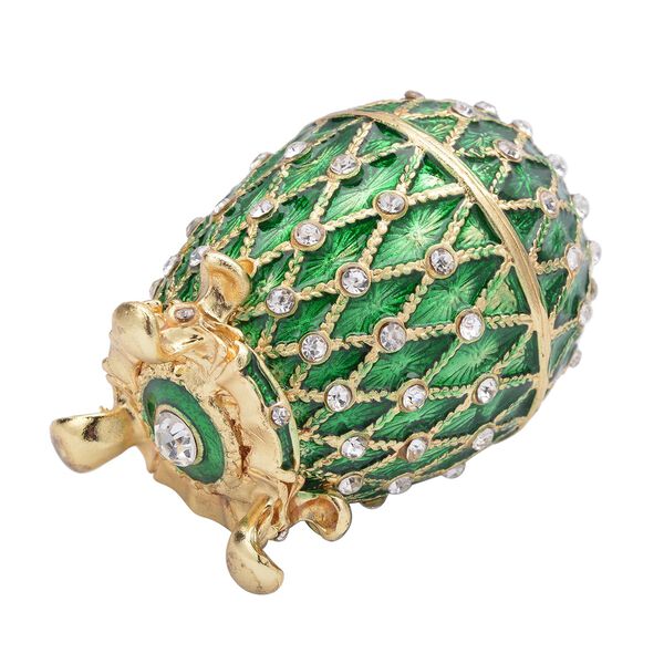 Tablettend&ouml;schen mit wei&szlig;en Kristallen, emailliert, Gr&uuml;n, 4x6,5 cm image number 3