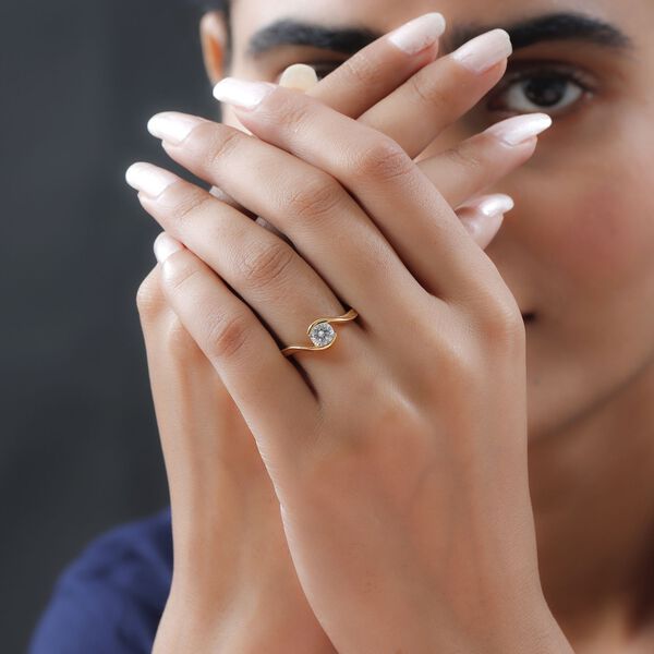 Moissanit Ring, 925 Silber 750 Gelbgold Vermeil - 0,76 ct. image number 9
