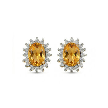 AA Citrin, Zirkon Ohrringe 925 Silber Gelbgold Vermeil ca. 1.71 ct