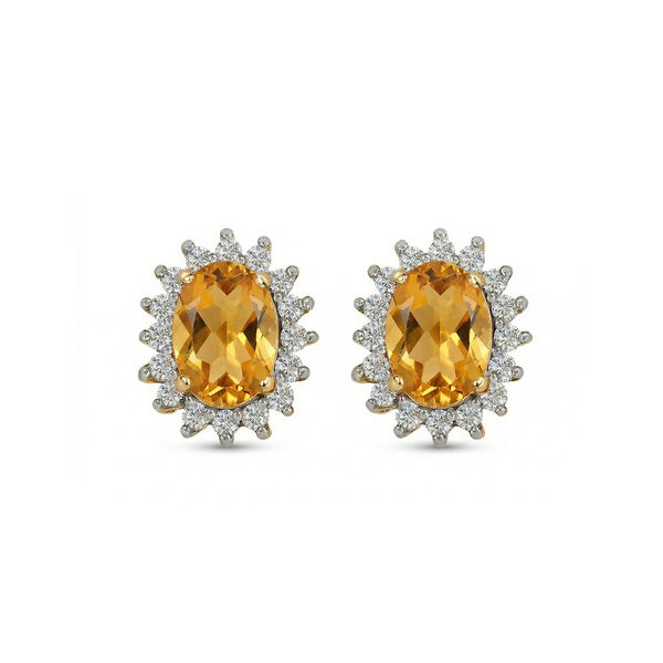 AA Citrin, Zirkon Ohrringe 925 Silber Gelbgold Vermeil ca. 1.71 ct image number 3