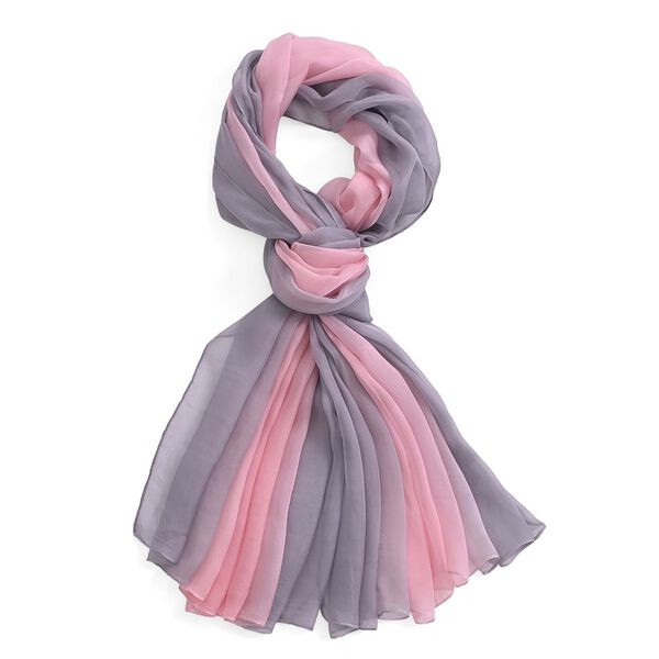  LA MAREY signature 100% silk scarf110*180cmweight:40gcolor:grey and pinkMaterial:100% Mulberry silk image number 5