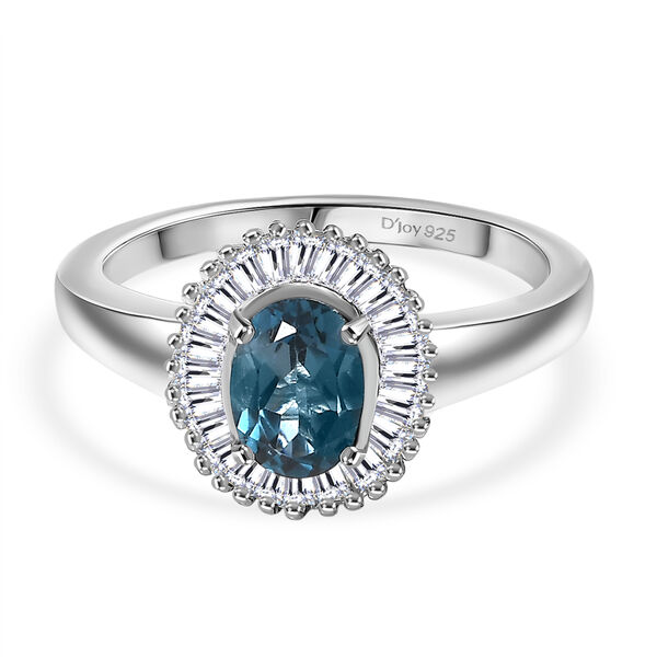 D'Joy London Blau Topas, Moissanit Ring 925 Silber rhodiniert (Gr&ouml;&szlig;e 18.00) ca. 1.42 ct