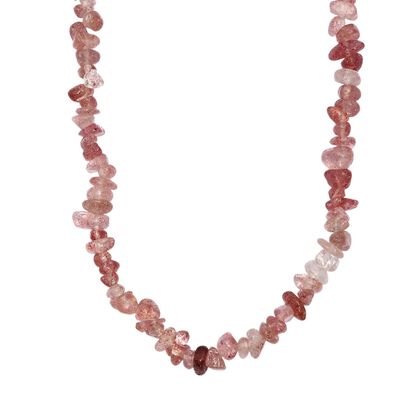 AA Erdbeer Quarz Halskette, 70 cm, ca. 270.00 ct