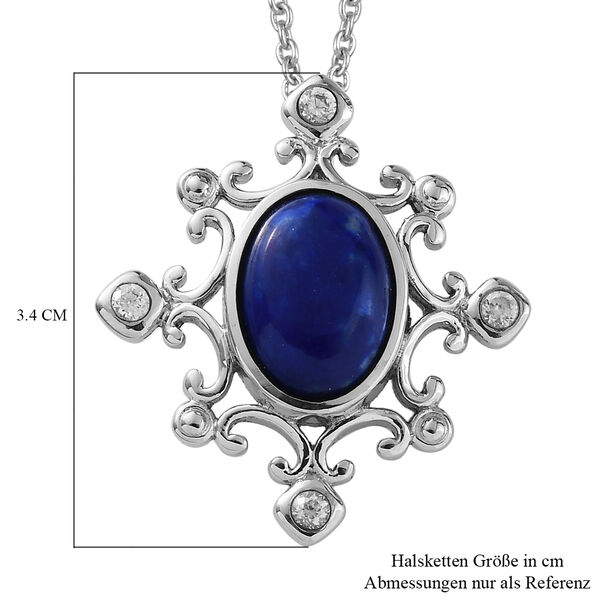 Lapislazuli und Zirkon-Anh&auml;nger mit Kette, 50 cm, Edelstahl ca. 6,80 ct image number 6