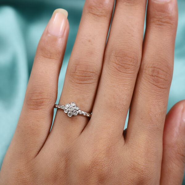 Weißer Diamant P Ring 925 Silber Platin-Überlagerung ca. 0,16 ct. image number 3