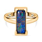 Boulder Opal Triplette Ring, 925 Silber Gelbgold Vermeil, (Größe 17.00) ca. 2.00 ct