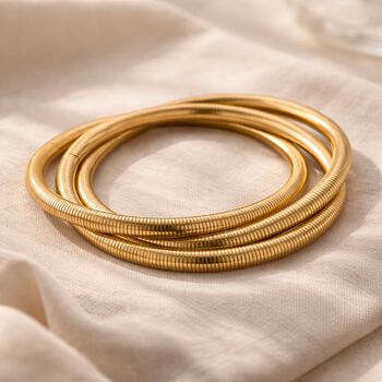 Flexibles Wickelarmband-Trio in Goldton