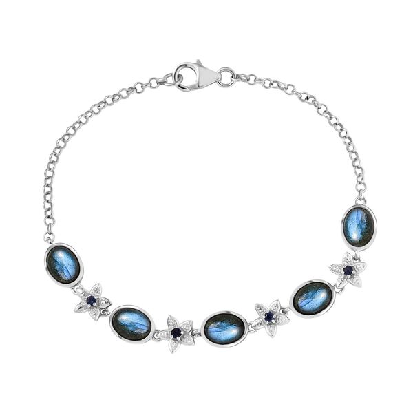 D'Joy AAA Labradorit, Iolit Armband ca. 19 cm 925 Silber rhodiniert ca. 7,15 ct.