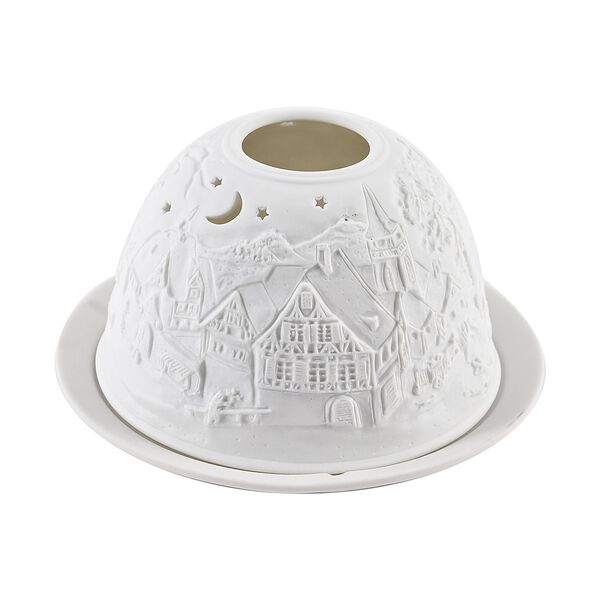 Weihnachts-Windlicht, unglasiertes, wei&szlig;es Porzellan mit LED, 10 cm, wei&szlig;e Weihnachten image number 3