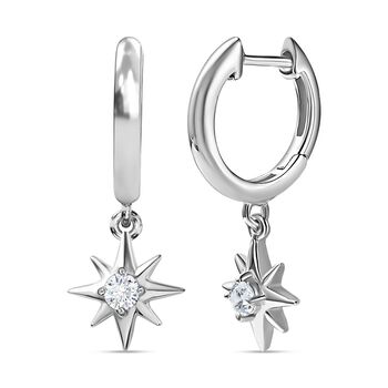 Moissanit Ohrringe, 925 Silber platiniert ca. 0.20 ct