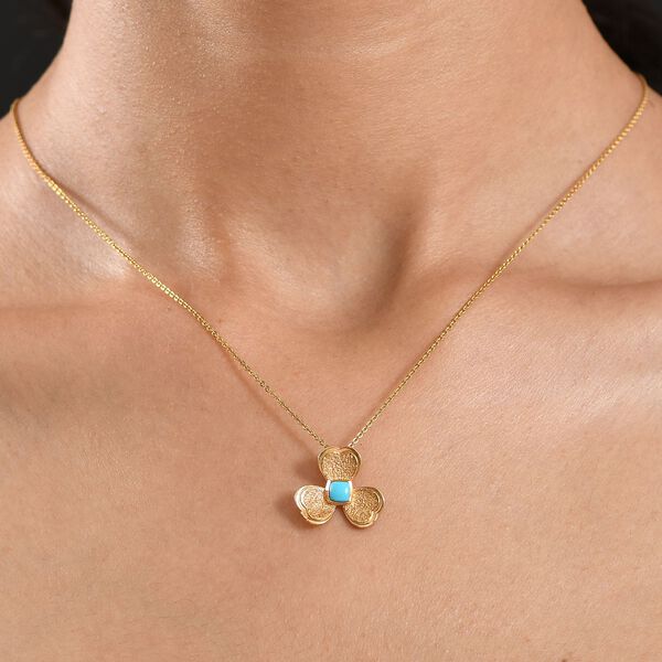 D'Joy AA Sleeping Beauty T&uuml;rkis Anh&auml;nger 925 Silber 750 Gelb Vergoldet ca. 0.31 ct image number 3