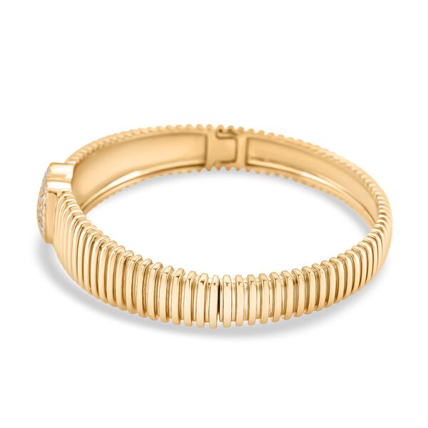 Wei&szlig;er Zirkonia Armreif ca. 19 cm Nickelfreies Messing, goldfarben image number 4