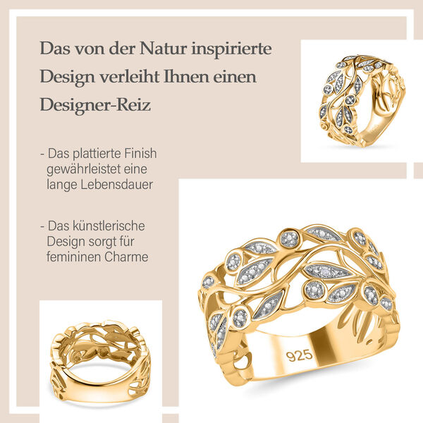 ALLORO vergoldeter Silberring mit Diamantakzenten image number 7