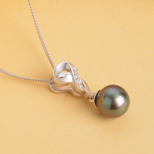 Tahiti Perle und Zirkon-Anhänger mit Kette, 45 cm image number 3