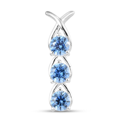 LUSTRO STELLA - blauer Zirkonia 3-Stein-Anhänger, 925 Silber ca. 1,40 ct image number 0