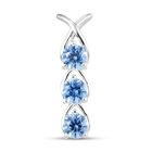 LUSTRO STELLA - blauer Zirkonia 3-Stein-Anhänger, 925 Silber ca. 1,40 ct