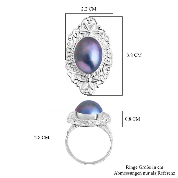 D'Joy Royal Bali - Blauer Mabe Perle Ring image number 6