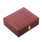 Schmuckschatulle aus 100% echtem Leder mit Eidechse Prägung, 22x18x7 cm, weinrot
