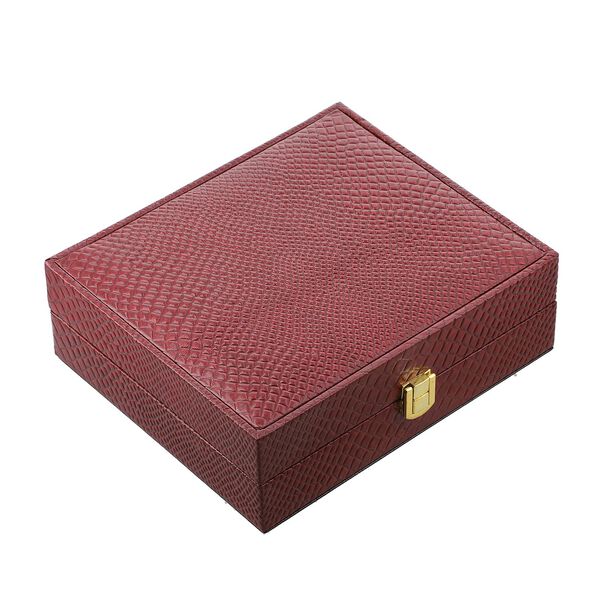 Echtleder Schmuckschatulle mit Eidechsen-Prägung, weinrot image number 0