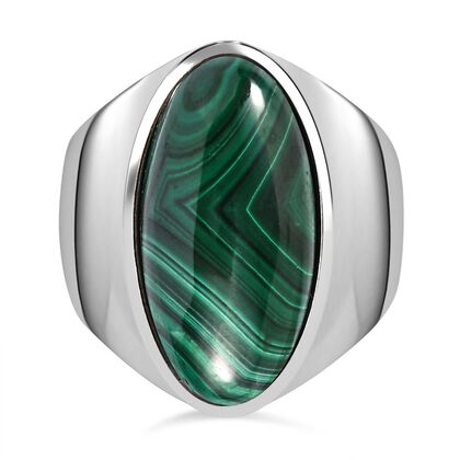 Malachit Ring 316L Edelstahl (Gr&ouml;&szlig;e 18.00) ca. 12.18 ct