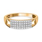 Weißer Diamant Ring 925 Silber Gelbgold Vermeil (Größe 17.00) ca. 0.20 ct