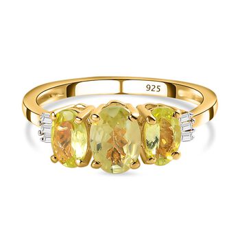 AA Chrysoberyll-Ring, 925 Silber Gelbgold Vermeil (Gr&ouml;&szlig;e 21.00) ca. 2.26 ct