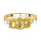 AA Chrysoberyll-Ring, 925 Silber Gelbgold Vermeil (Größe 21.00) ca. 2.26 ct