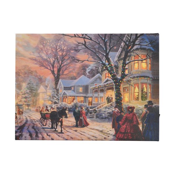 Winterlandschaft mit Pferdekutsche - Leinwandbild mit LED-Beleuchtung, 30x40x1,8 cm image number 0
