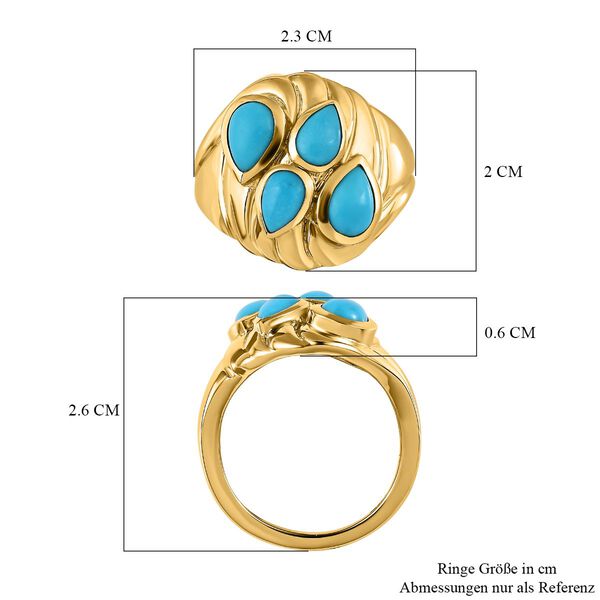 Amerikanischer, natürlicher Sleeping Beauty Türkis Ring, 925 Silber Gelbgold Vermeil, (Größe 17.00) ca. 2.05 ct image number 7