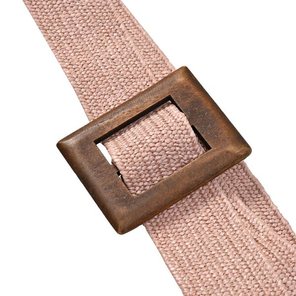 Elastischer Gürtel mit Holzschnalle, Rosa image number 2