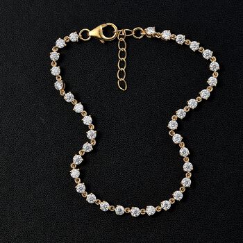 Moissanit Armband, 19 cm, 925 Silber 750 Gelbgold Vermeil - 3,68 ct.
