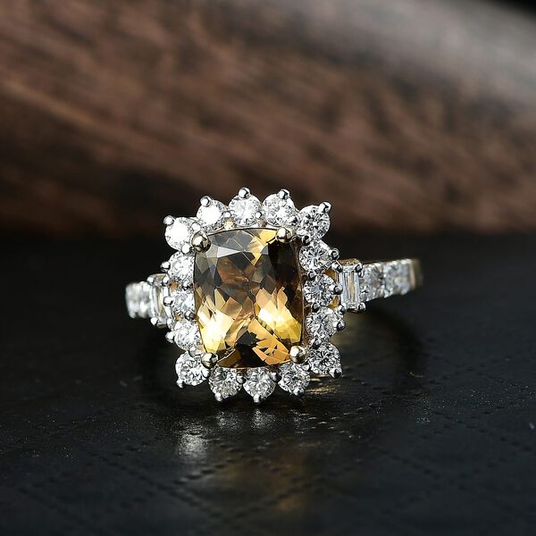 LUXURIANT DIAMOND - AAA Nat&uuml;rlicher goldener Tansanit, Lab Grown Diamant Ring 417 Gold (Gr&ouml;&szlig;e 18.00) ca. 2,85 ct image number 1