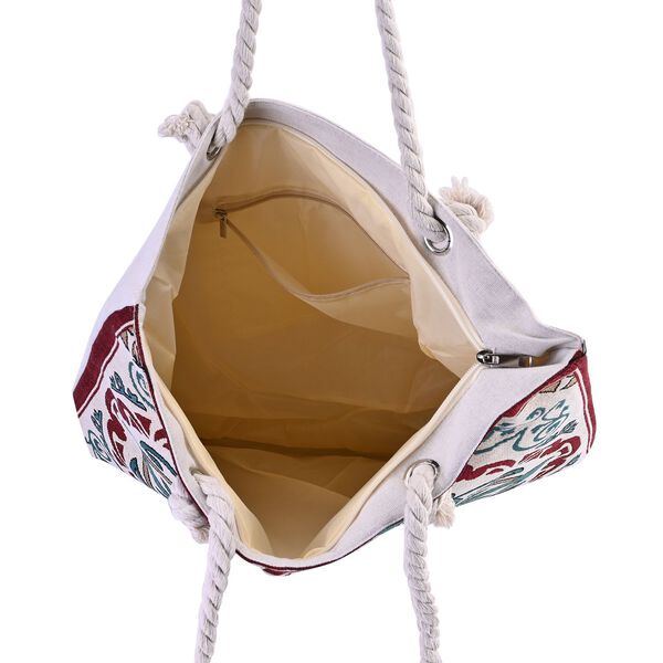 Jacquard gewebte Jute-Tasche, Suzani rot image number 9