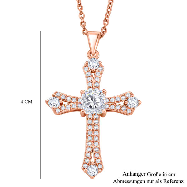 Wei&szlig;er Zirkonia Schmuckset ca. 50 cm Nickelfreies Messing ros&eacute;vergoldet und Edelstahl IP Rosa Plattierung image number 6