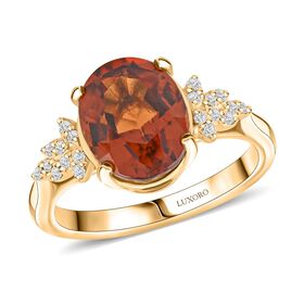 LUXORO zertifiziert und gepr&uuml;ft AAA Honig Granat und Diamant Ring in 417 Gold - 3,45 ct.