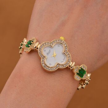 Gr&uuml;ner Zirkonia, Wei&szlig;er Kristall Uhren Std Gelb