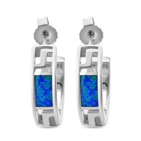 Simulierte blaue Opal halbe Creolen