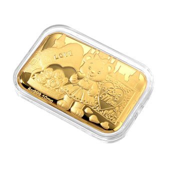 EXKLUSIVES GESCHENK - 999er Goldfolie, b&auml;r mit rosen, 10mg