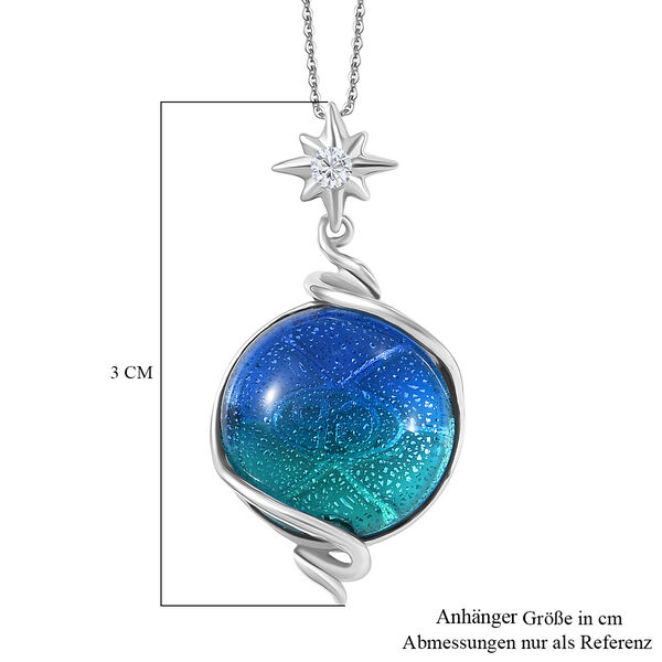 GP Celestial Kollektion- Blaues Muranoglas aus Italien, Zirkon und blauer Saphir Anh&auml;nger mit 50cm Kette image number 7