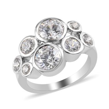 LUSTRO STELLA Hergestellt mit ZIRKONIA Ring 925 Silber Platin-&Uuml;berzug (Gr&ouml;&szlig;e 17.00) ca. 2,19 ct